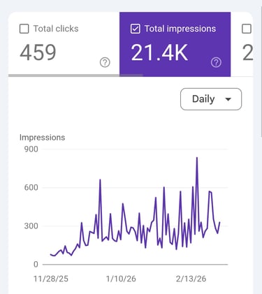 snap shot of a previous clients amount of impressions in 3 months on google search console