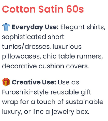 cotton satin fabric use