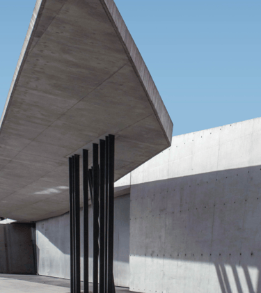 a concrete structure with a large triangular shaped structure