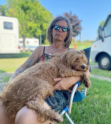 chien dans les bras de son humaine