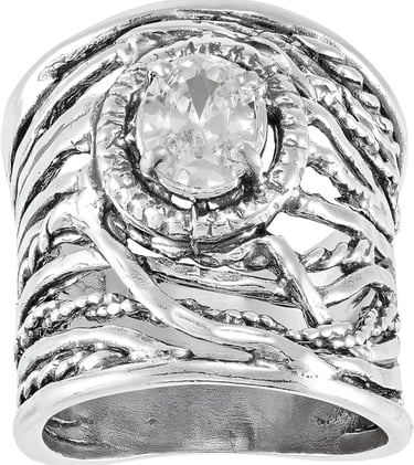 Statement Sterling Silver Ring in Brutalist Style by Silpada