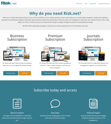 a website page with a website page for a business