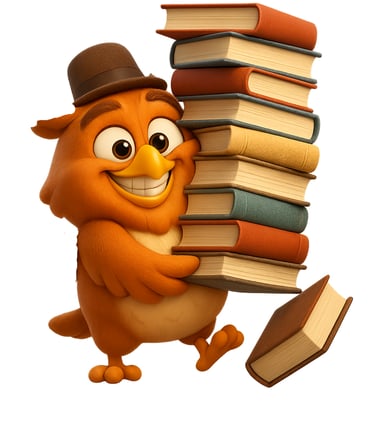 hibou porte des livres