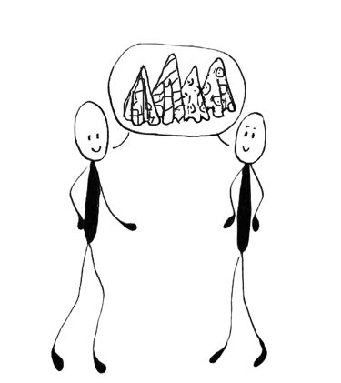 two stickmen talking about the new Noseknot handkerchiefsdesigns