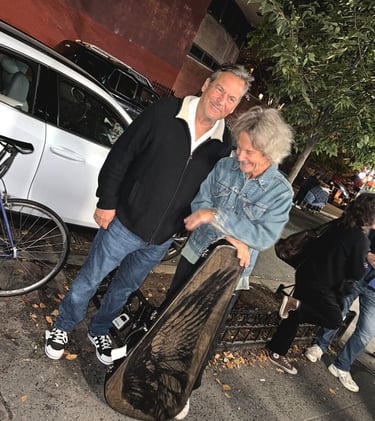 Rock legend, Billy Squier, his Tumbleweed Raven guitar, and me, in NYC.