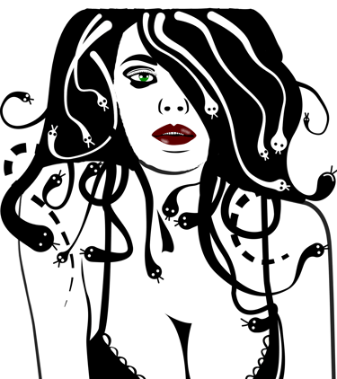 black and white Medusa artwork