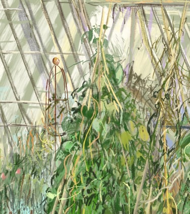 Scotney Castle Glasshouse winter (detail) - digital drawing