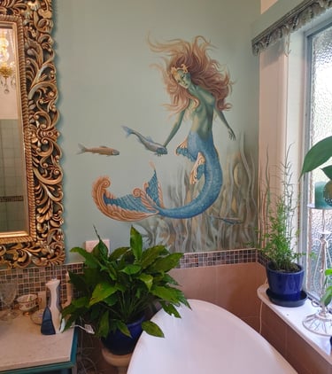 Bathroom mermaid painting