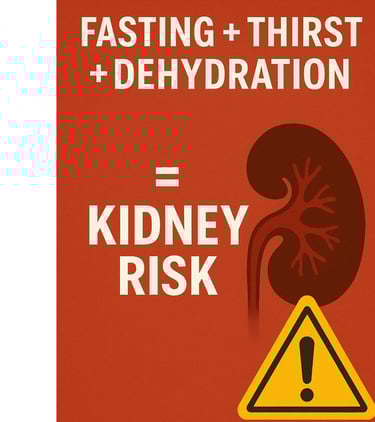 ⏰ Fasting + Thirst + Dehydration = Kidney Risk ⚠️ 