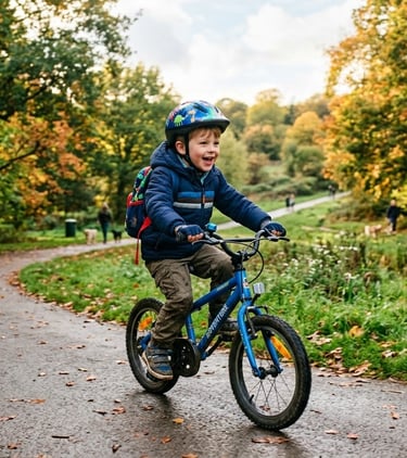 Young boy with ADHD riding a bike.