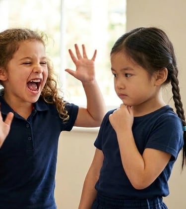 School girl with ADHD blasting in a social situation.