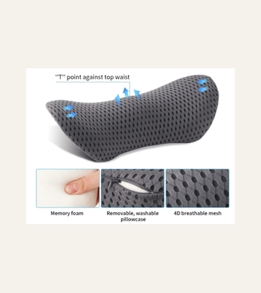 picture of a grey lumbar pillow