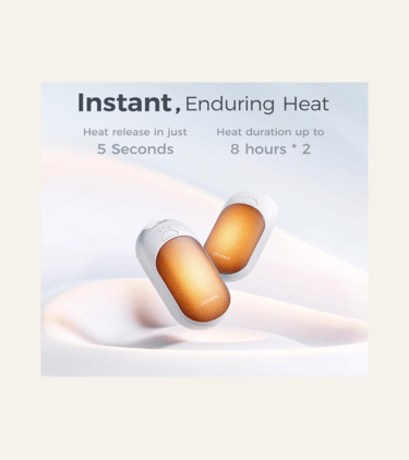 picture of a pack of two white and orange USB-Powered Hand Warmers
