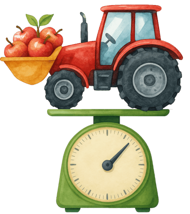 Eine Waage mit einem Traktor darauf