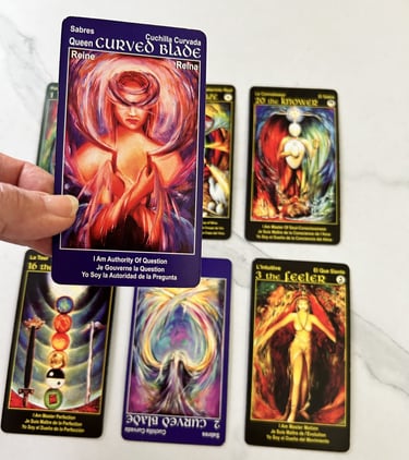 Tarot cards reading colorful with meaningful text and titles