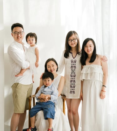 Stefy family portrait with soft natural light at Renaissance Uluwatu Bali