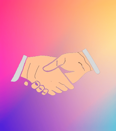 a person shaking hands image with a colorful background