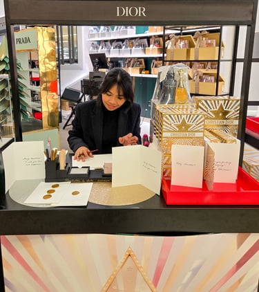 live calligraphy on holiday cards for brand activation in New York