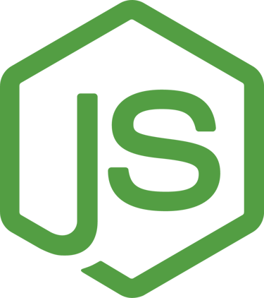 node js logo green letters j and s in a pentagon
