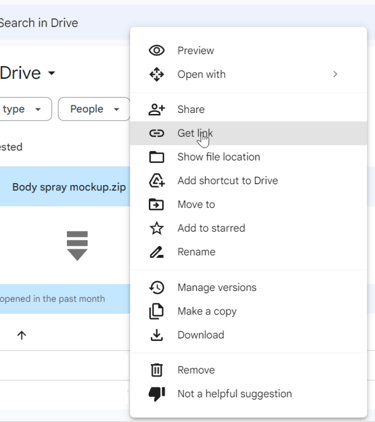 How to get a google drive file sharing link
