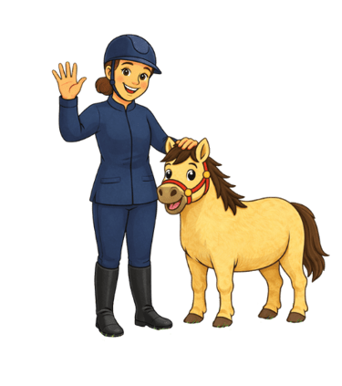 Cartoon Illustration von Pancake und Ponytante die fröhlich winken