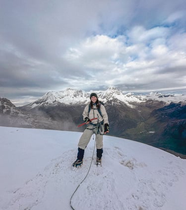 Girl on the summit of Nevado Mateo Peru
