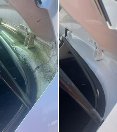 Avant après nettoyage intérieur automobile – contour de coffre