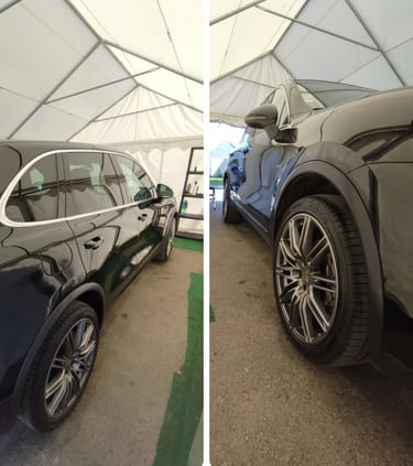 Avant après lavage extérieur Porsche – finition brillante