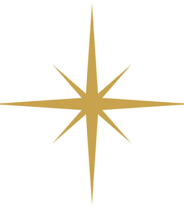 Minimalist gold eight-point starburst graphic isolated on a white background.