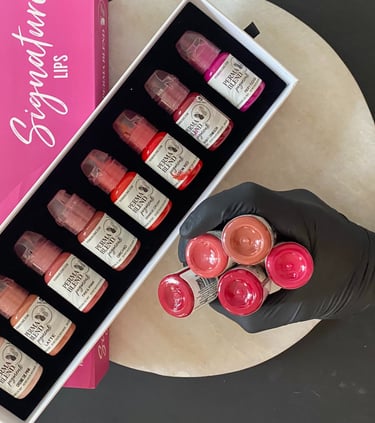 a person holding a box of lip pigment lipblush