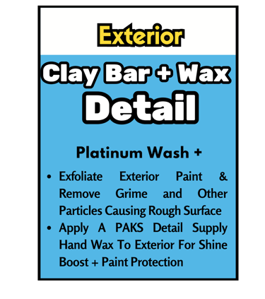 Exfoliates paint, removes grime, applies hand wax for shine and protection