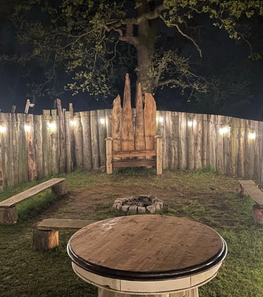 Communal firepit area ready for chilling