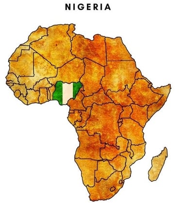 A map of Africa, Highlighting the country of Nigeria