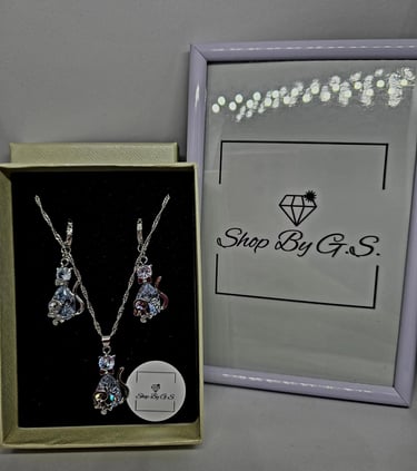 Sidabrinis papuošalų rinkinys - katės