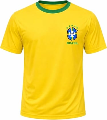 Camiseta Masculina Seleção Brasileira Gola Redonda Escudo Brasil Casual