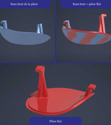 Étapes du scan et de la modélisation 3D du cache de rétroviseur