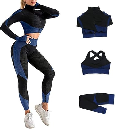 3pcs Seamless Outfit Workout Sets Gym for Women, Fitness Sports School Running Clothes Yoga Sportswe