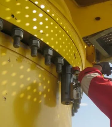 crane inspection slew ring on offshore pedestal crane