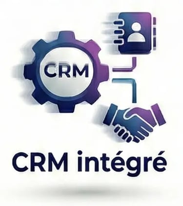 Engrenage et poignée de main illustrant la connexion fluide avec votre logiciel CRM