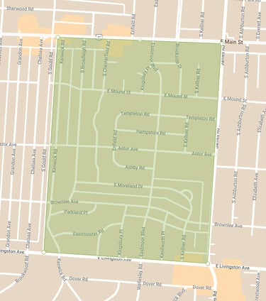 Map of South Eastmoor, Columbus, Ohio, USA