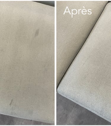 Avant après nettoyage en profondeur canapé gris par m&m services pro rouen