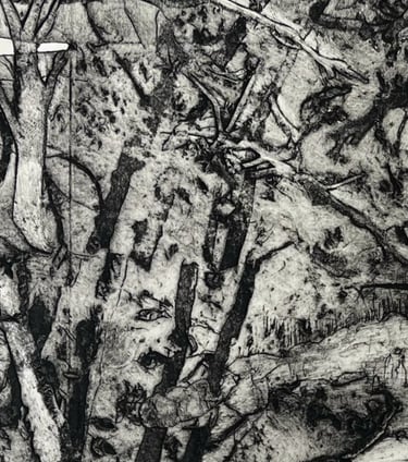 Collagraph - detail from Kings Cross study