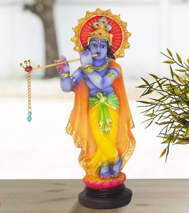 A handcrafted statue of Shri Krishna