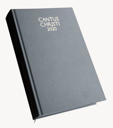 Picture of hymnal inscribed "Cantus Christi 2020"