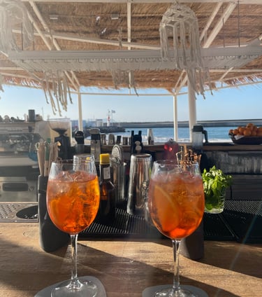 two glasses of wine on a table