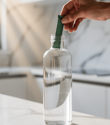 01 origin preparation. Drop 01 origin probiopod into the bottle