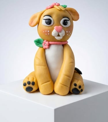 Jirafita bebé modelada artesanalmente en fondant por Cocina con Ely, diseñada para decorar tortas in