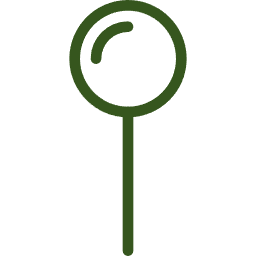 Minimalista zöld térképjelző ikon kör alakú fejjel és vékony mutatóval a helymeghatározáshoz.