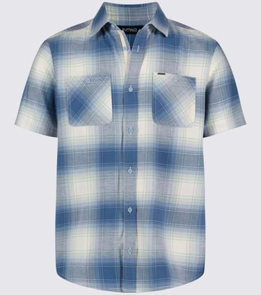 blue and white button up casual shirt for men