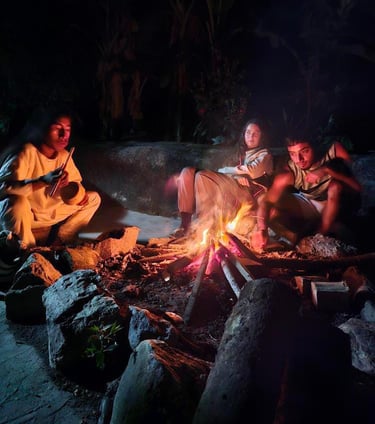 Bonfire in the Kogui village, Kogui people, Indigenous culture
